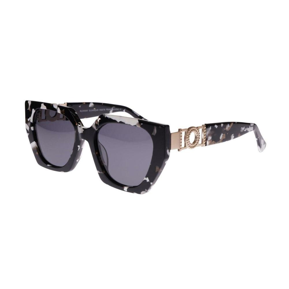 New Runway Sunwear RS-678 Black Marble Polarized Sunglasses with Grey Lenses